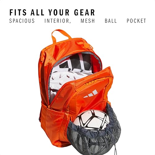 adidas Stadium 4 Soccer Backpack – Team Sports Bag with Ball Pocket, 36L - color: Orange