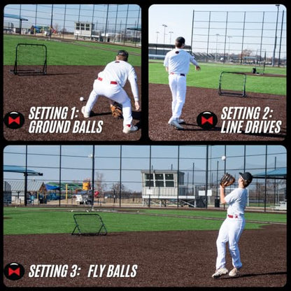 Web Flex® 3x3 ft Portable Rebounder Net | Multi-Sport Trainer for Baseball, Softball, Soccer & Volleyball | Adjustable Pitch Back Net with Steel Frame, Foldable Design & Easy Setup for Drills