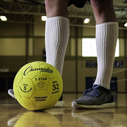 Champion Sports 3 Star Indoor Official Size 5 Soccer Ball with Custom Suede Cover