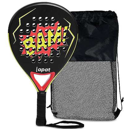 LAPAT Padel Racket with Cover Bag - Carbon Surface with EVA Memory Foam- Paddle Tennis Racquets Lightweight - POP Tennis - color: Comic Kids