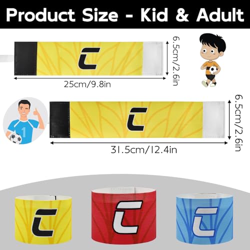 Elastic Soccer Captain 'C' Armband Adjustable Football Basketball Player Arm Bands Non-Slip Anti-Drop Captain's Armband for Adult Youth - size: Youth, style: Yellow