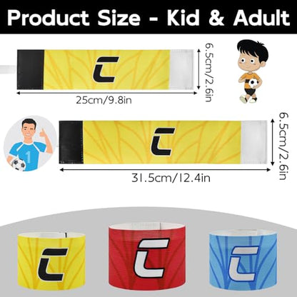 Elastic Soccer Captain 'C' Armband Adjustable Football Basketball Player Arm Bands Non-Slip Anti-Drop Captain's Armband for Adult Youth - size: Youth, style: Yellow
