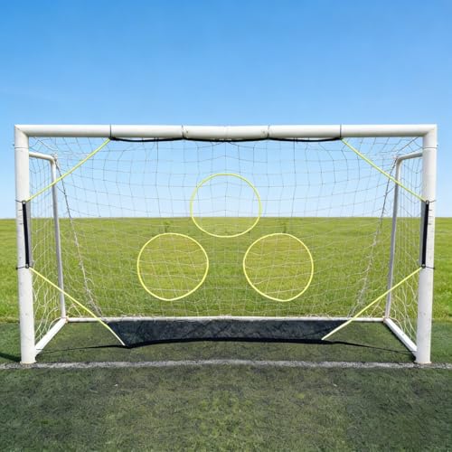 Soccer Goal Target Net with 7 Bright Scoring Target Zones,Soccer Shooting Training Aid, Soccer Training Equipment Accessory (Target net only,Soccer Goal Not Included) - size: 12*6'