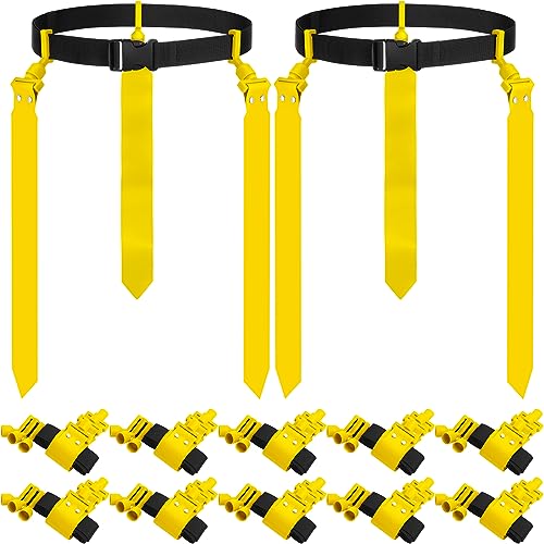 Hungdao 10/12 Players Flag Football Belts and Flags Adjustable Football Belts for Kids Teens Adults Team Training Sport Event - color: Yellow