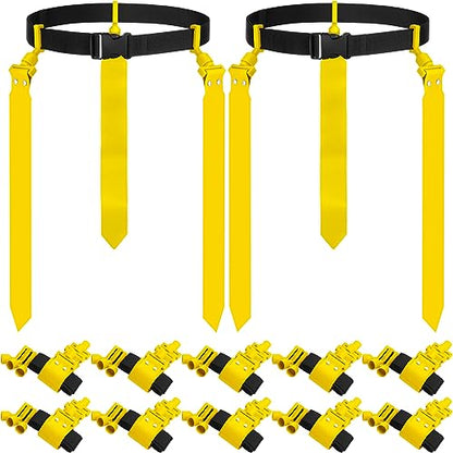 Hungdao 10/12 Players Flag Football Belts and Flags Adjustable Football Belts for Kids Teens Adults Team Training Sport Event - color: Yellow