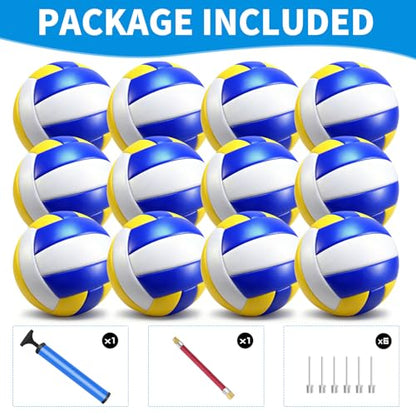 jiaonun 12 Pack Regulation Size 5 Volleyballs for Women and Men, Outdoor or Indoor, with Pump