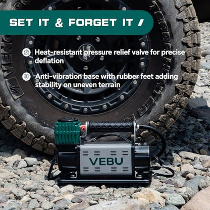 12V Air Compressor, 125PSI Tire Inflator with In-line Pressure Gauge, 5.65CFM Fast Inflation for Off-road Vehicles, Trucks, SUVs, RVs, ATVs, DC Power, Corded Electric - style: Single Cylinder + Inline Gauge
