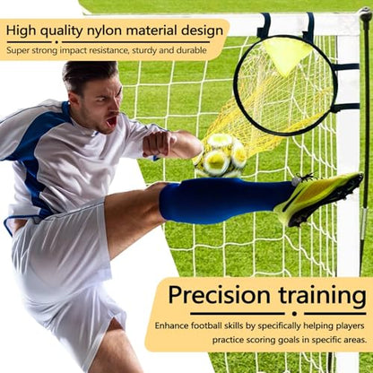 ASTIMESA 2 Pieces Easy to Attach and Detach Soccer Target Net Training, Portable Football Target Net for Corner Shooting Accuracy Practice, Fits Most Standard Goals with Adjustable Long Straps