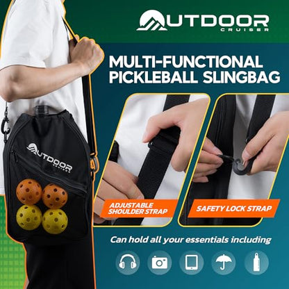 Outdoor Cruiser Pickleball Paddle Set – USAPA Approved, Premium Fiberglass Paddles with Lightweight Shock-Absorbing Grip, Includes 2 Rackets, 4 Balls, Grip Tapes, and Sling Carry Bag - color: Waves