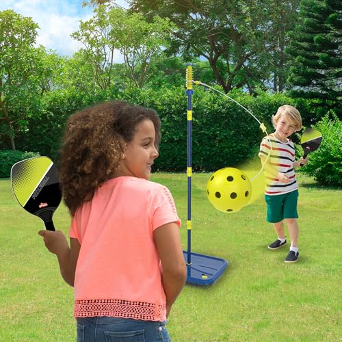 Swingball Pickleball Paddles Tether Tennis Game Set - Portable All-Surface Base, Durable, Easy Assembly, Indoor & Outdoor Games, Backyard Games for Kids, Active Play for Kids and Families, Ages 6+