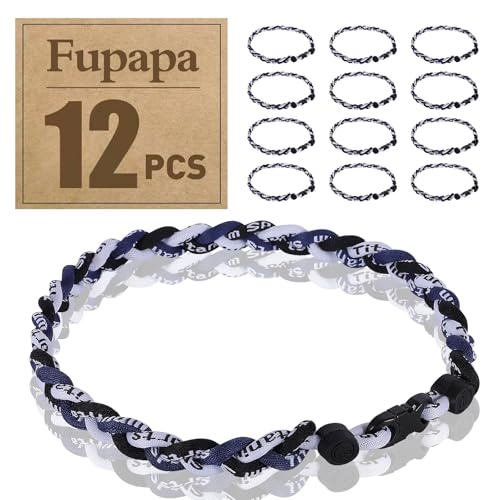 Premium 12Pack Baseball Necklaces, Multi-Color 18inches Sports Necklaces, Ideal for Baseball Team Gifts, Party Favors, Sports Parties - color: Navy Black White