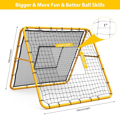 GarveeLifeAdjustable Soccer Rebounder Net, Heavy Duty Soccer Rebound Net with Iron Frame, Rust Resistant, Football Training Equipment for Backyard/Field, Easy Assembly