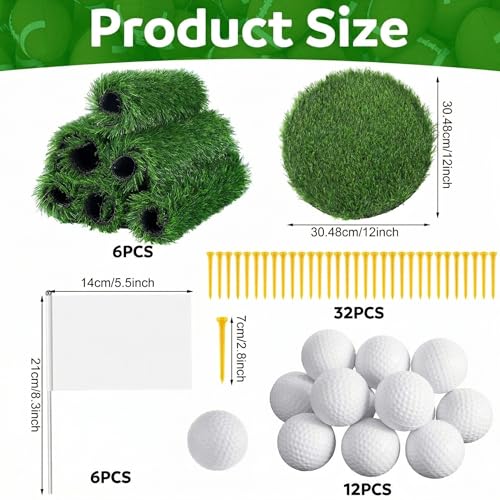 MiniInflat 56 Pcs Golf Party Table Decorations Kit Includes Artificial Grass Mats Mini Golf Flag and Tees Table Centerpiece for DIY Holiday Birthday Sport Party Desk Supplies Favors(Round Straw Mat)