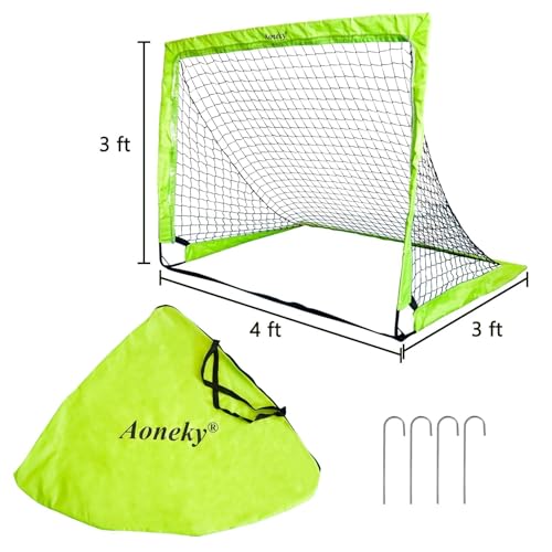 Aoneky 4x3ft LED Light Up Soccer Goal - Glow in The Dark Pop-up Soccer Net