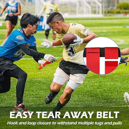 Flag Football Belts, 14 Player Adjustable Flag Football Sets for Sports Training Competition - color: Red & Blue, 14 Player, 28 Flags