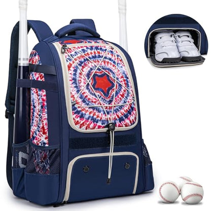 KAVIGOR Baseball Bag for Youth | Softball Backpack 50L Large Capacity with Shoe Compartment and 4 Bat Holders | Nova Flare Series