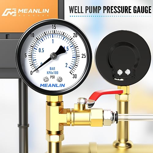 0-30Psi 2" DIAL FACE 1/4" NPT Well Pump Pressure Gauge, with 1/2" NPT and 3/8" NPT Hex Bushing, 3-2-3% Accuracy, Lower Mount - size: 0-30Psi, style: 1/4"NPT Lower Mount