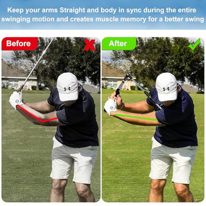 Golf Swing Trainer aid - Golf Training aid to Improve Hinge, Forearm Rotation, Shoulder turna and Grip.Portable Collapsible Swing Trainer Equipped with Golf Grip Trainer - color: BLACK