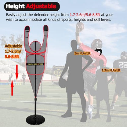 Portable Defender Practice Dummy for Basketball, Adjustable Freestanding Training Mannequin for Dribbling Shooting Passing (Red)