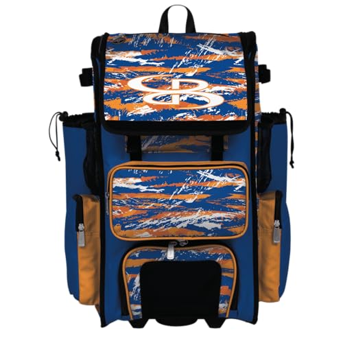 Boombah Rolling Superpack Baseball/Softball Gear Bag - Telescopic Handle - Holds 4 Bats - Wheeled Version - Razor Multiple Colors - color: Azure/Autumn Glory/White