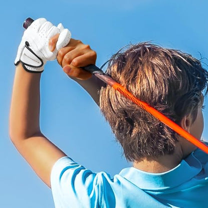 Braventure Kids Cabretta Leather Golf Glove – Breathable Washable Junior & Youth Glove for Boys Girls Age 5-13, Starter Set with 6 Tees, Divot Tool & Gift Box