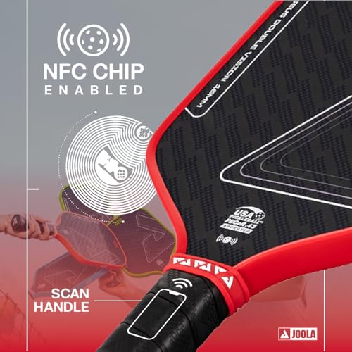 JOOLA Double Vision 16mm Pickleball Paddle - Signature and Standard Shape - Aramid Surface for Softer Responsive Touch - SK Film for Reduce Vibration - USAP Approved - NFC Chip Enabled