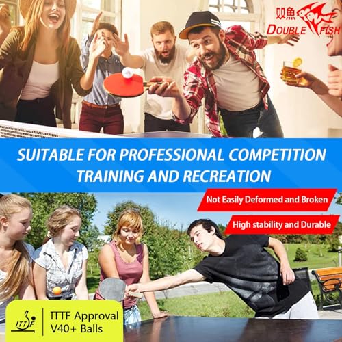 DOUBLE FISH Ping Pong Balls White ITTF Approval Professional 3-Star Ping Pong Ball WTT Smash Offical Table Tennis Balls 40+ABS Training Balls Lin Gaoyuan Training Competition