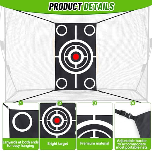 Halloscume Golf Target Cloth for Net Replacement Golf Hitting Net Target with 4 Straps for Practice Training Aids Indoor Outdoor Use - size: 3 x 5 ft