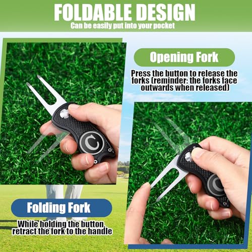 Golf Divot Repair Tool with Letter Custom Monogrammed Initial Ball Marker Divot Tool New Year Golf Gifts Foldable Metal with Magnetic Putt Alignment for Men Father Golfer - color: Black, style: Letter C