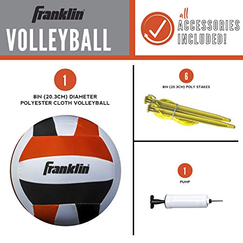Franklin Sports Outdoor Volleyball Net Sets - Beach + Backyard Portable Volleyball Net with Poles - Complete Outdoor Volleyball Sets with Net + Volleyball Included