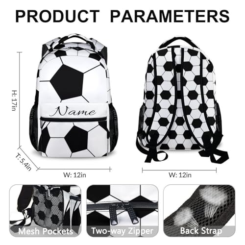 Kids Backpack for School Personalized Football Backpacks for Boys, Kids Back to School Supplies 17 Inch Leisure Football Bookbag for Travel Preschool Elementary Kindergarten - color: Black