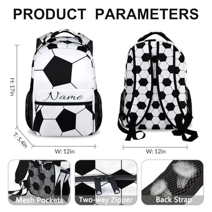 Kids Backpack for School Personalized Football Backpacks for Boys, Kids Back to School Supplies 17 Inch Leisure Football Bookbag for Travel Preschool Elementary Kindergarten - color: Black
