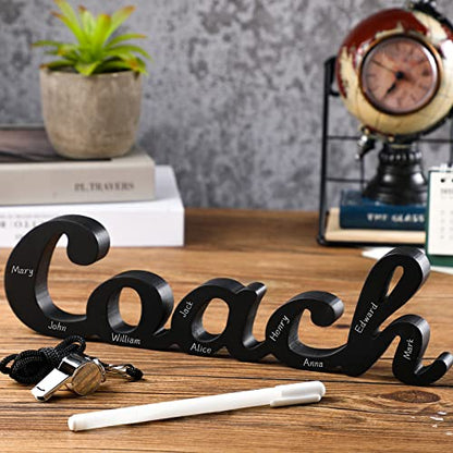 Yalikop 3 Pcs Coach Gifts Football Coach Wood Sign Thank You Whistle Marker Pen Stainless Steel Whistle with Rope for Men Women Soccer Baseball Volleyball Sports Gifts - style: Elegant Style