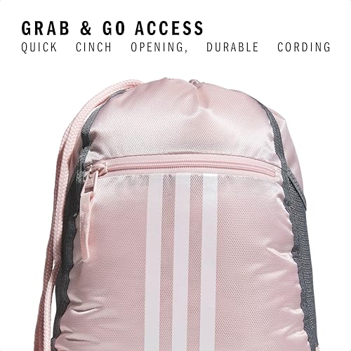 adidas Alliance Sackpack – Drawstring Backpack for Sports, Small Gym Bag - color: Sandy Pink/White/2