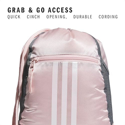 adidas Alliance Sackpack – Drawstring Backpack for Sports, Small Gym Bag - color: Sandy Pink/White/2