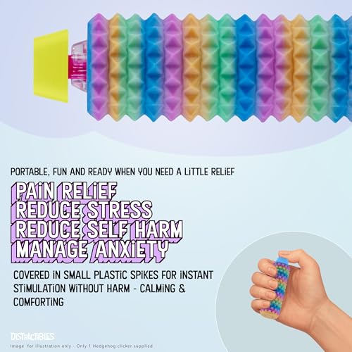 Distractibles Spike Roller Clicker, Tactile Pain Stim Fidget with Clicker Switch, Pain Stimulation Roller with Lanyard (Rainbow) - color: Rainbow