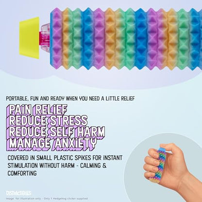 Distractibles Spike Roller Clicker, Tactile Pain Stim Fidget with Clicker Switch, Pain Stimulation Roller with Lanyard (Rainbow) - color: Rainbow