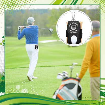 Realspring 8 Pcs Father's Day Golf Set Daddy Grandpa Golf Gifts, Ball Pouch Bag and 5 Pcs Wood Tees 2 Balls Christmas Birthday Gift for Men, Grandpa from Daughter Son