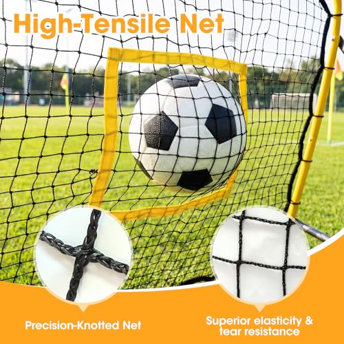 Rebound Net 3.7 x 3.7 FT, Baseball Softball Soccer Volleyball Pitching Rebounder, 5 Adjustable Return Angles, Portable Bounce Back Training Equipment
