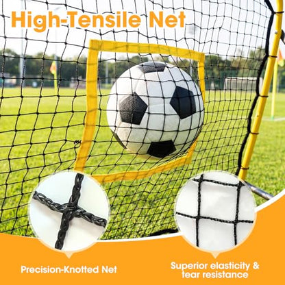 Rebound Net 3.7 x 3.7 FT, Baseball Softball Soccer Volleyball Pitching Rebounder, 5 Adjustable Return Angles, Portable Bounce Back Training Equipment