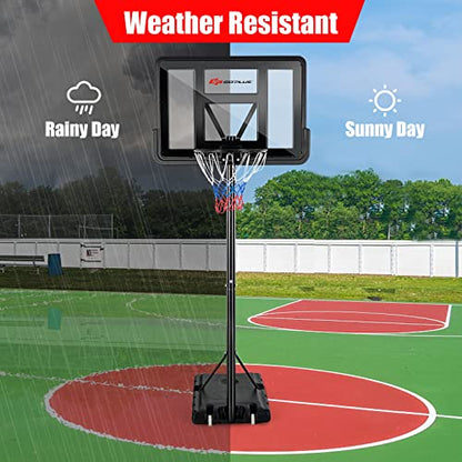 Goplus Portable Basketball Hoop, 10FT Height Adjustable Basketball Goal w/44‘’ Shatterproof Backboard, Outdoor Basketball Stand for Adults Backyard Driveway - style: 4.25-10FT, 12-Level, Upgrade Steel