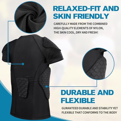 DGXINJUN Youth Padded Shirt Chest Rib Heart Guard Protector Kids Shirt for Football Rugby Lacrosse Baseball Softball