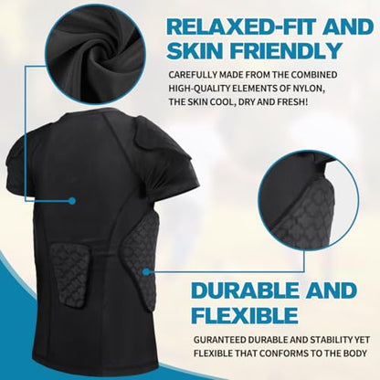 DGXINJUN Youth Padded Shirt Chest Rib Heart Guard Protector Kids Shirt for Football Rugby Lacrosse Baseball Softball