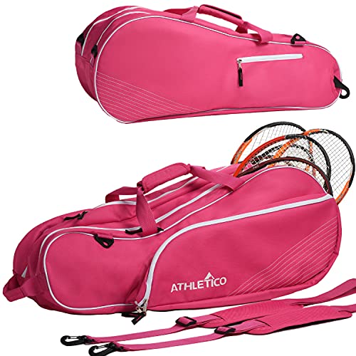 Athletico Tennis Bag and Racketball Bag - Tennis Bags for Women and Men to Hold Tennis Racket, Racquetball Racket, Pickleball Paddles and Other Equipment or Gear - color: Pink