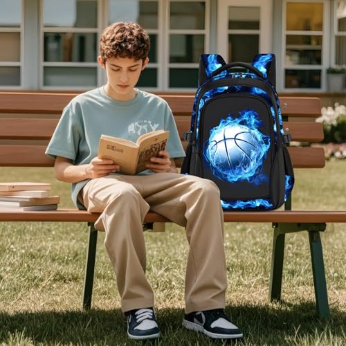 Kids Backpack for Boys - Basketball Boys Backpacks for Kids Teens Elementary Middle School, 17″ Large Capacity Students Bookbag, Perfect for Travel and School