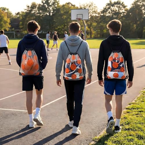 Cholemy 12 Pcs Clear Basketball Drawstring Bags 17 x 13 Inch Waterproof Plastic Gift Snack Goodie Bags for Team Sports Gym Events Stadium - style: Basketball Style
