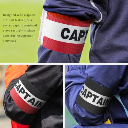 3pcs Captain Arm Bands for Soccer, Football, and Rugby Stylish Black Armbands for Youth and Adult Teams Perfect for Soccer, Volleyball, and More