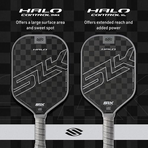 Selkirk Sport SLK Halo Raw Carbon Fiber Pickleball Paddle | Power, Pro and Control Pickleball Paddles | T700, 18K Ultraweave, Aramid Fiber LinkWeave | Designed & Controlled in USA - color: Control | Gray | 2025, size: Max (All - Around Paddle)