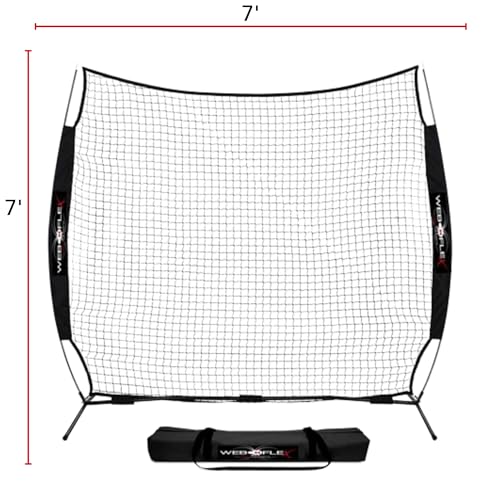 Web Flex® 7x7 ft Portable Baseball & Softball Batting Practice Screen Net, Durable Nylon & Metal Frame, Protective Batting Net for Pitching & Hitting, Easy Setup, Full Coverage with Carry Bag | Black