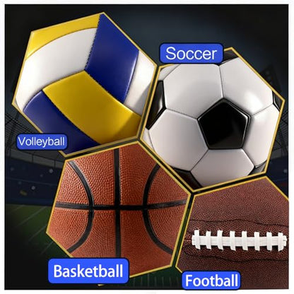 4 Pcs Sport Balls Set Include Official Size 7 Basketball 9 Football 5 Volleyball 5 Soccer with Bag Pump Sports Equipment for Adults Back to University School Ball Gift